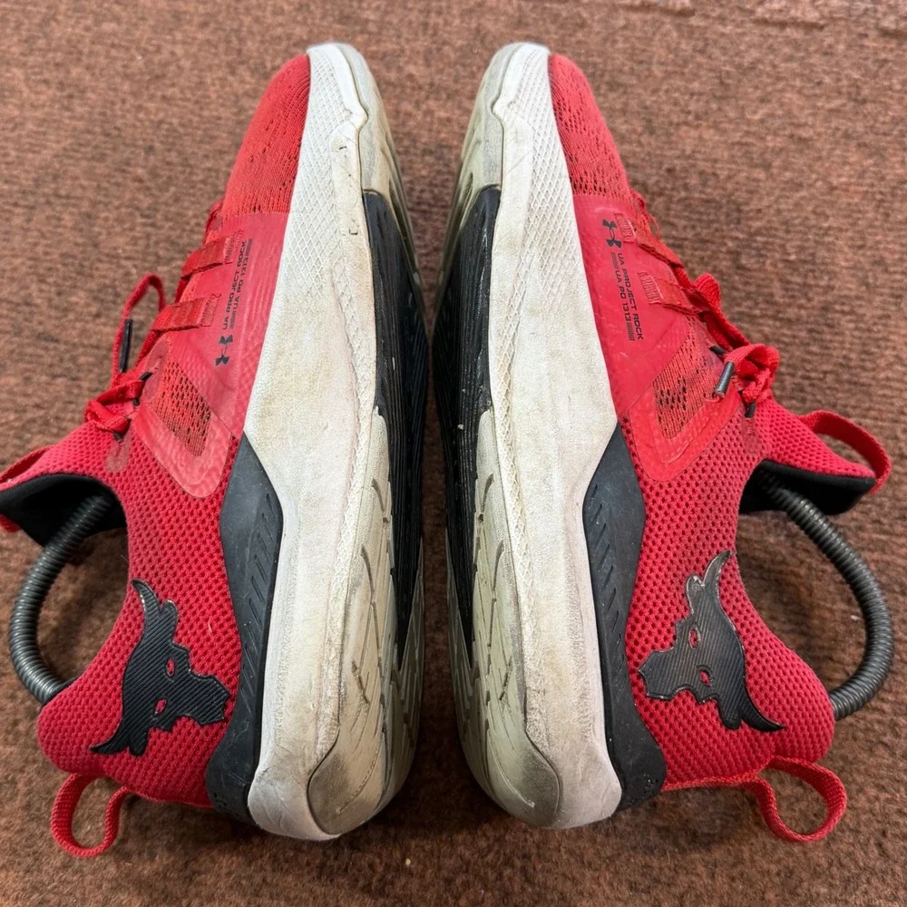 Under Armour Project Rock 3 Red Training Shoes 3023006-600 Womens 9 Mens 7.5